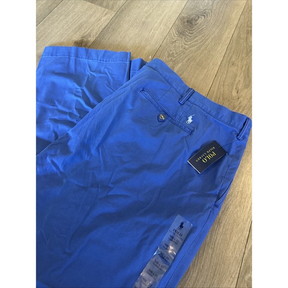 Polo Ralph Lauren Chino Pants Men Big 50B x 32 Blue Sraight Classic Fit Stretch - Picture 1 of 11